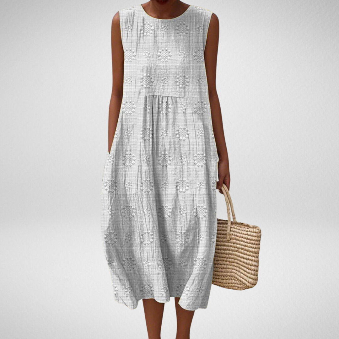 Livia – Elegant Sleeveless Cotton Dress with Pockets