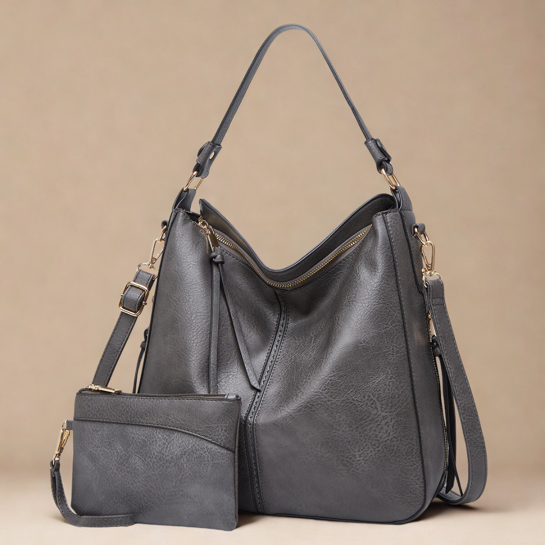 Luxury Leather Hobo Anti-Theft Handbag + Free Pouch Wallet