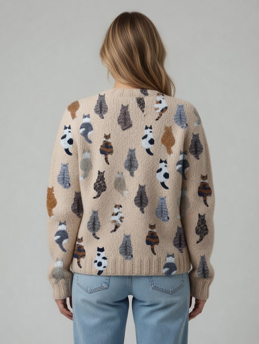 Marilyn | Soft Cat Pattern Cardigan