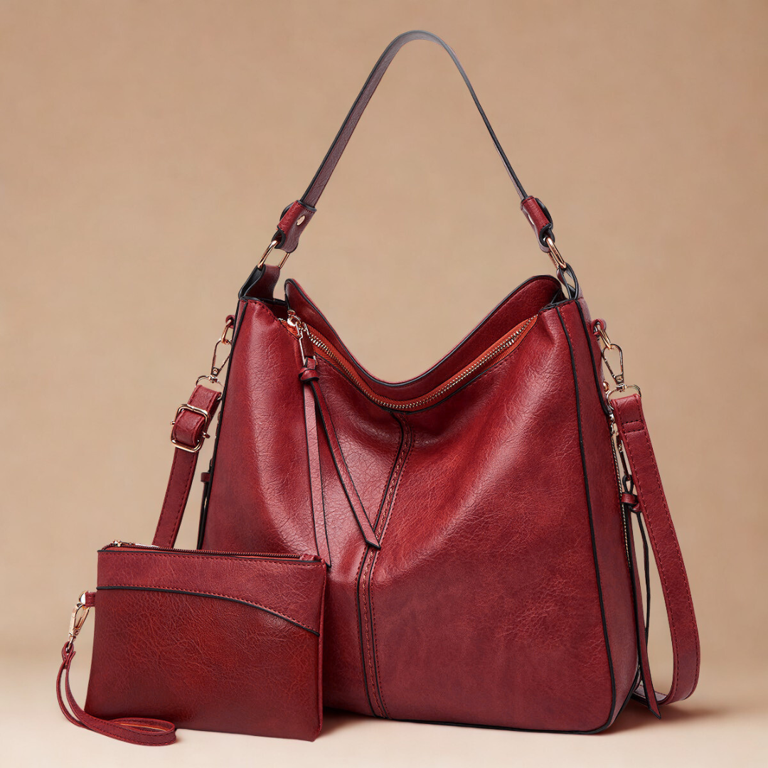 Luxury Leather Hobo Anti-Theft Handbag + Free Pouch Wallet