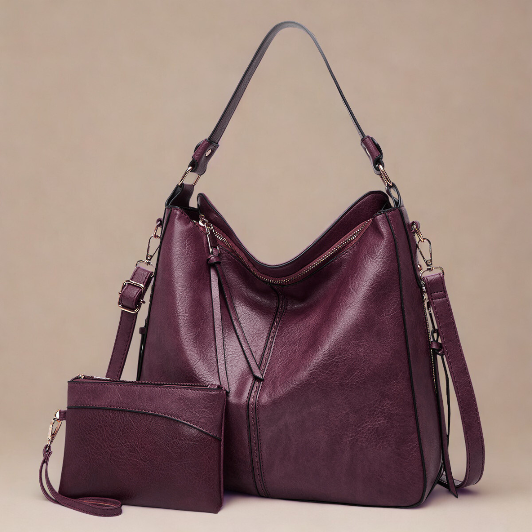 Luxury Leather Hobo Anti-Theft Handbag + Free Pouch Wallet