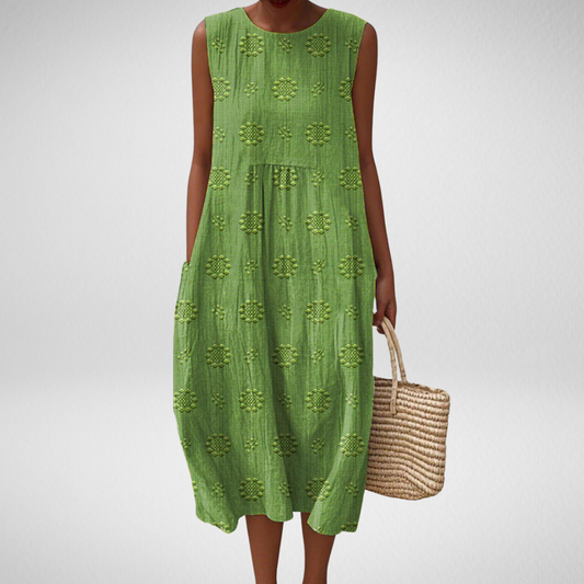Livia – Elegant Sleeveless Cotton Dress with Pockets