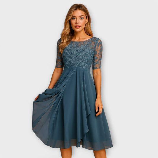 Michelle™ | Midi Dress with Lace Sleeve