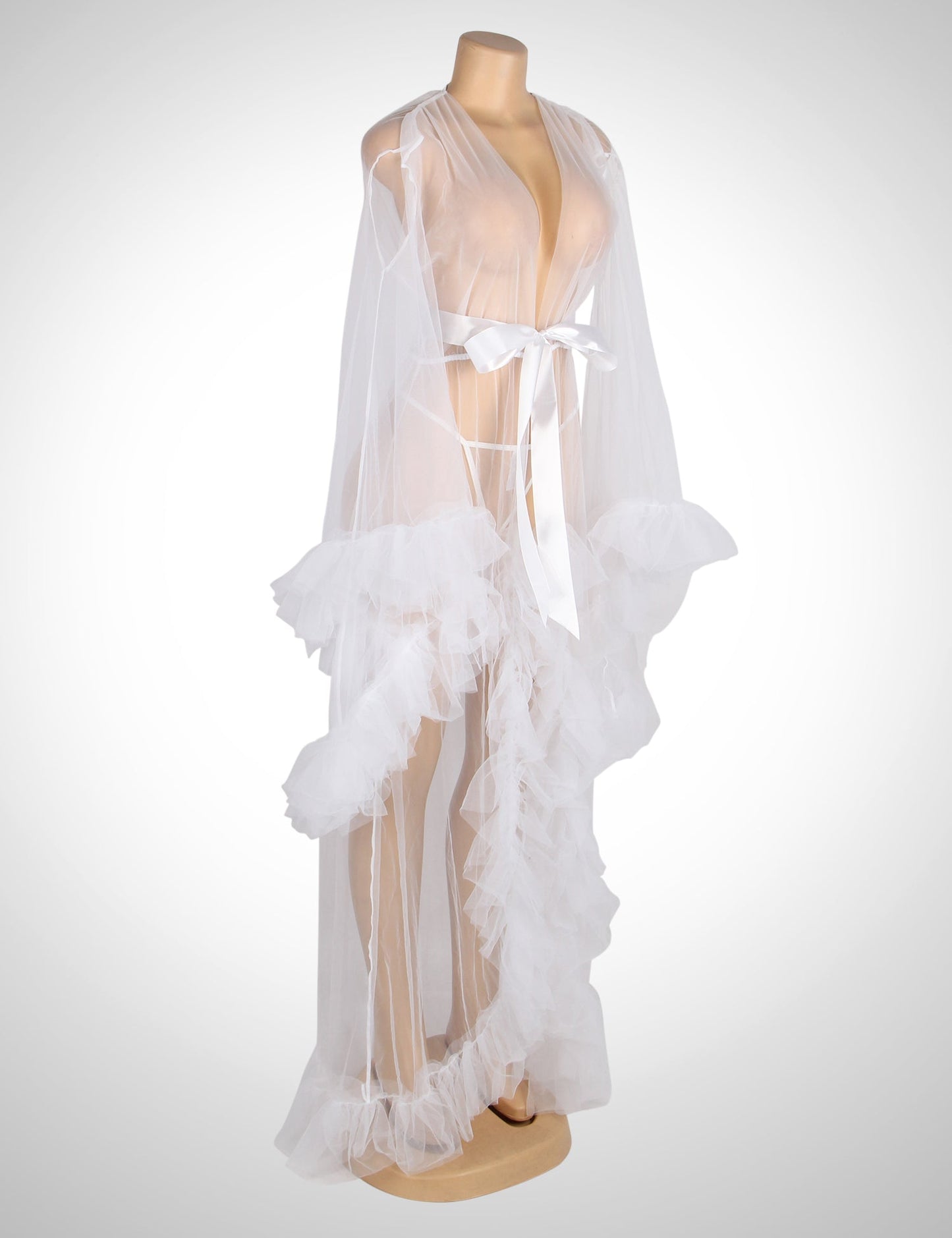 Isolde Blanc™ | Feathered Sheer Negligee Set