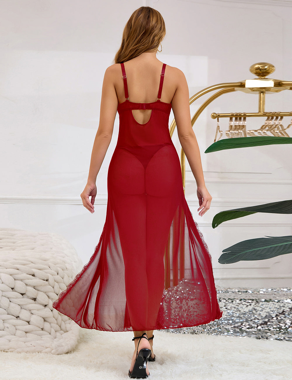 Valentina Rosé™ | Lace Split Maxi Negligee