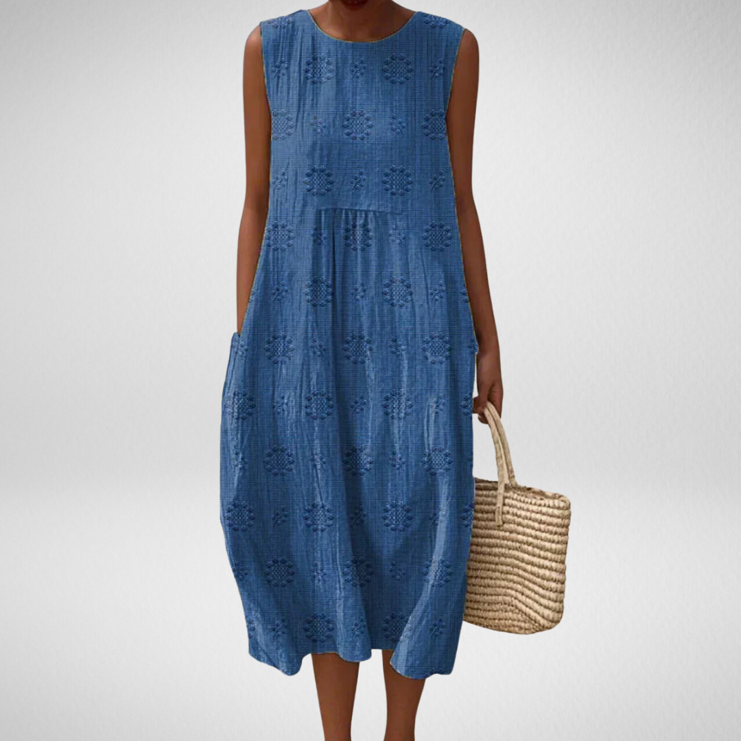 Livia – Elegant Sleeveless Cotton Dress with Pockets
