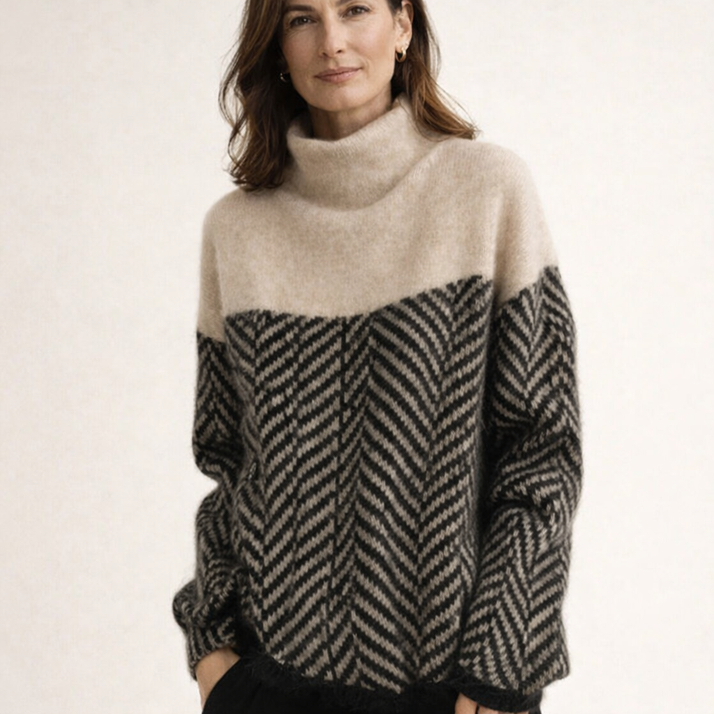 Eva - Herringbone Knit Sweater