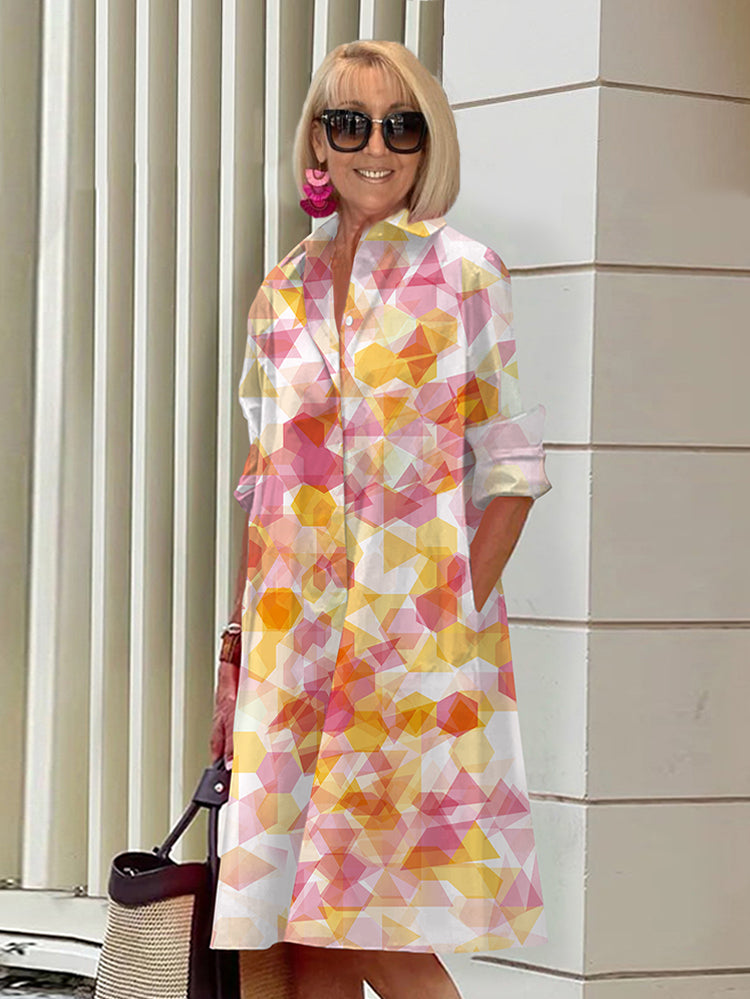 Livia – Chic Geometric Shirt Dress