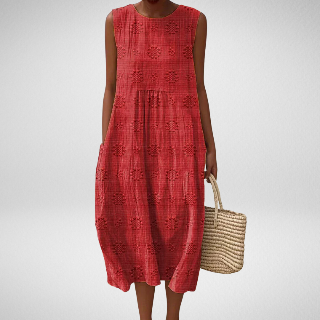 Livia – Elegant Sleeveless Cotton Dress with Pockets