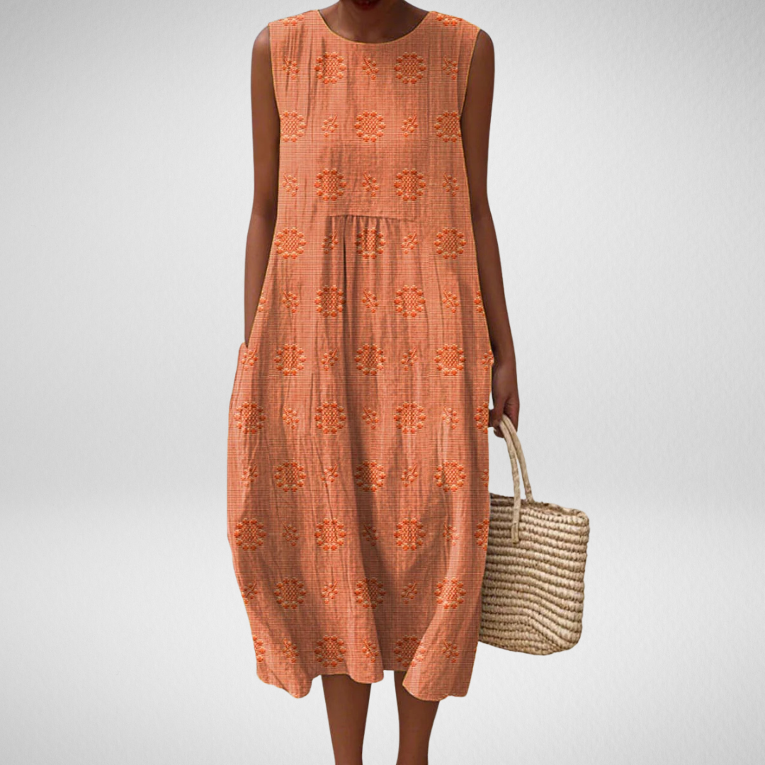 Livia – Elegant Sleeveless Cotton Dress with Pockets