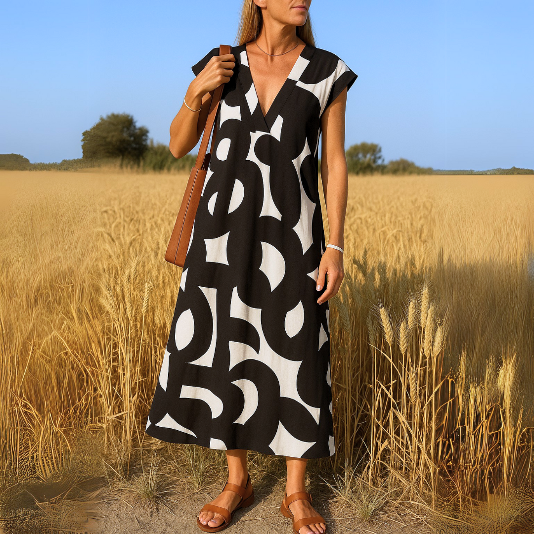 Elara – Flowing V-Neck Dress