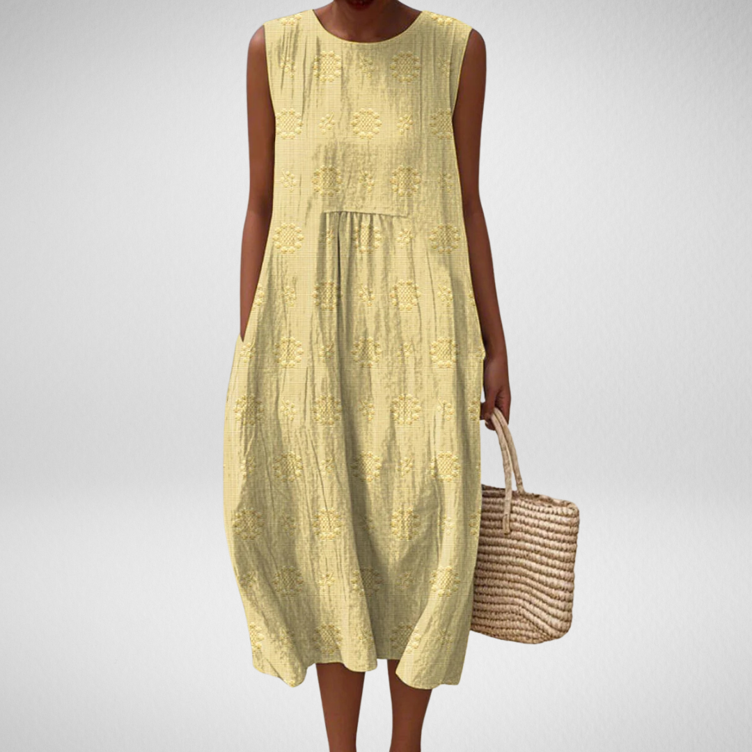 Livia – Elegant Sleeveless Cotton Dress with Pockets