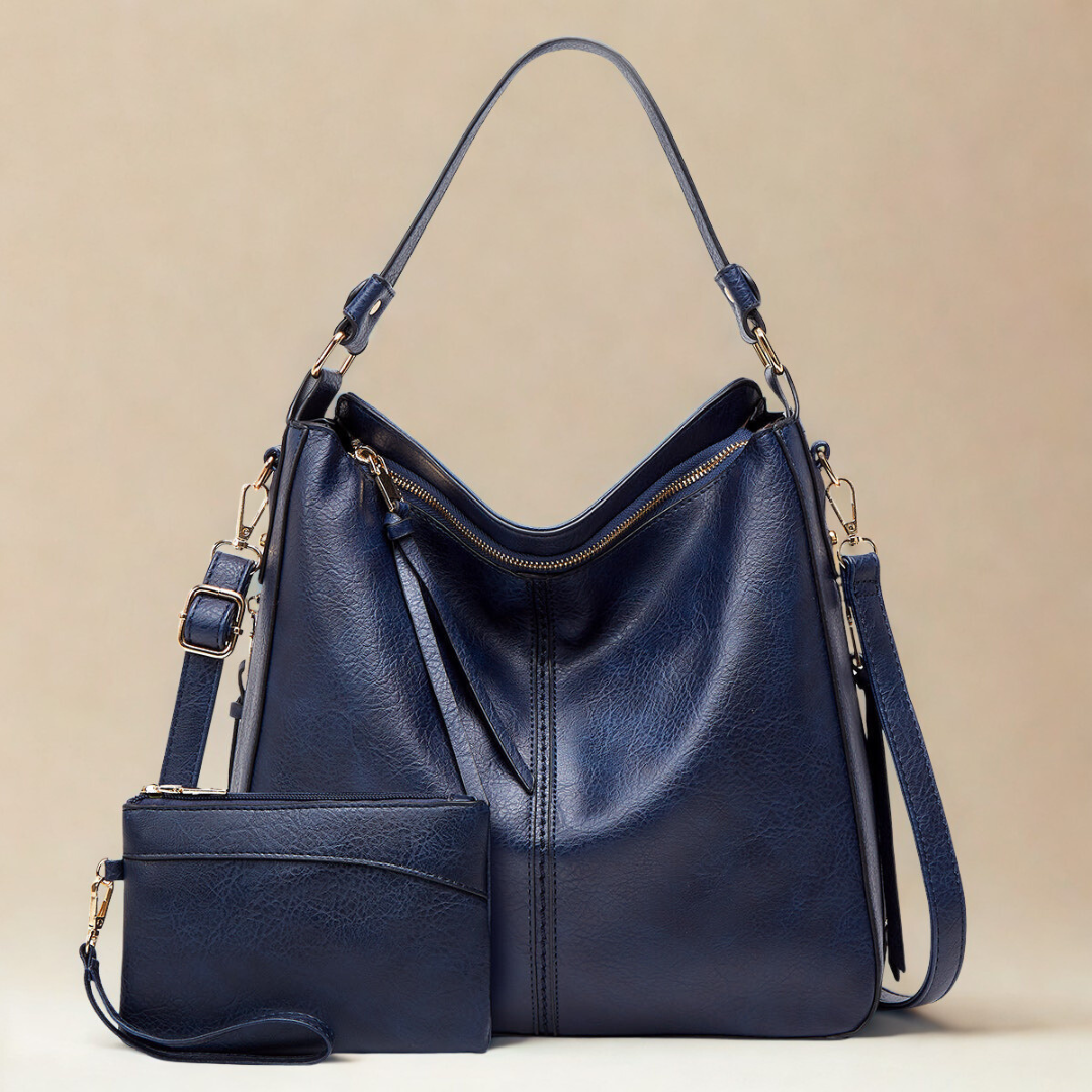Luxury Leather Hobo Anti-Theft Handbag + Free Pouch Wallet