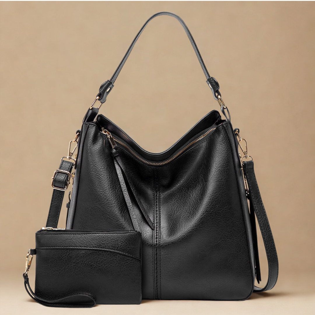 Luxury Leather Hobo Anti-Theft Handbag + Free Pouch Wallet