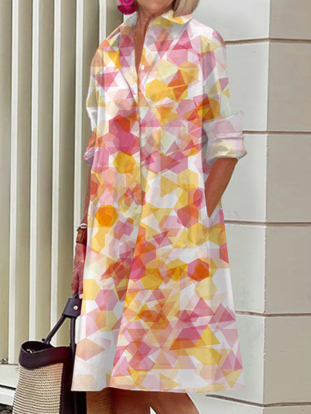 Livia – Chic Geometric Shirt Dress