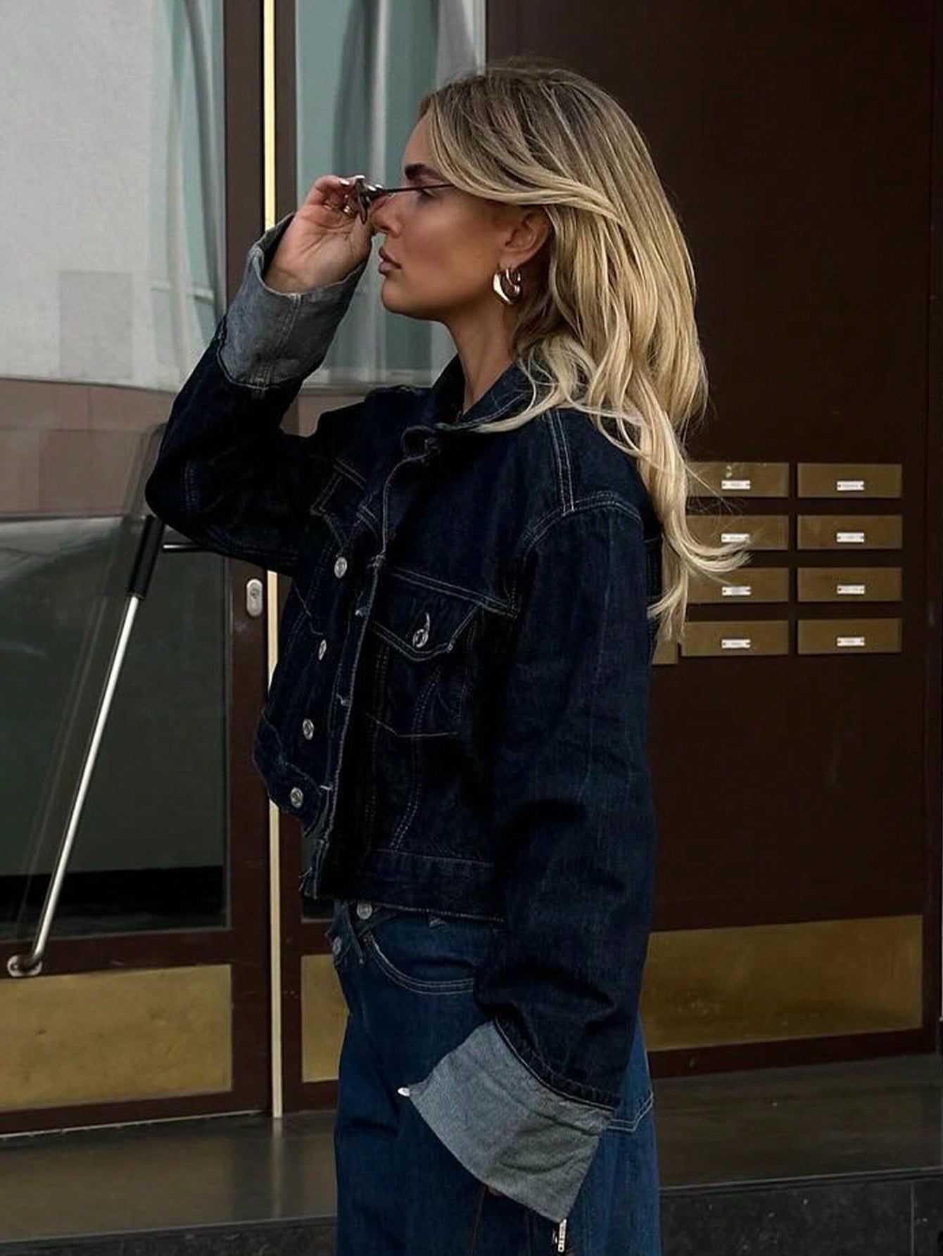 Seralyn™ – Cropped Denim Button-Up Jacket