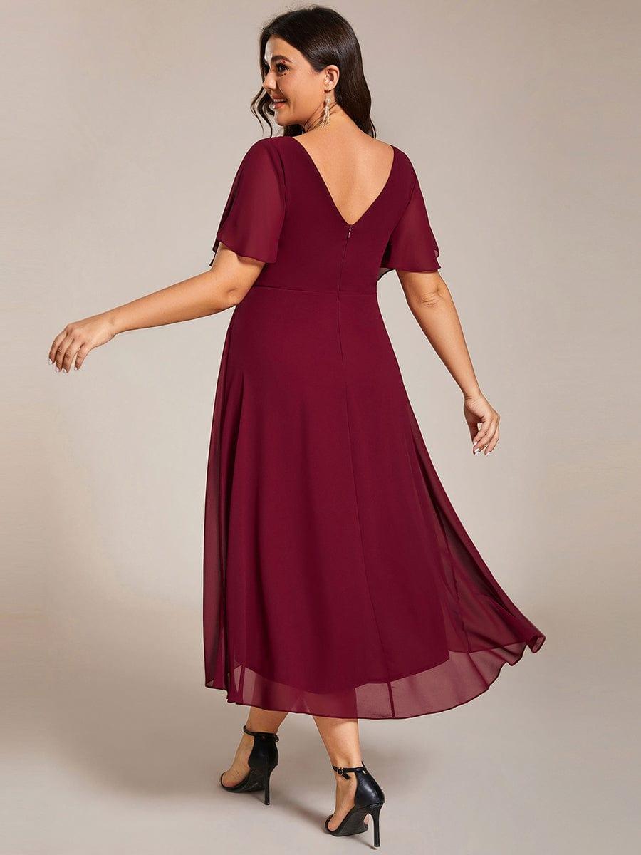 Zara – Plus Size V-Neck High-Low Chiffon Dress