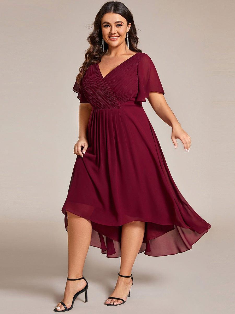 Zara – Plus Size V-Neck High-Low Chiffon Dress