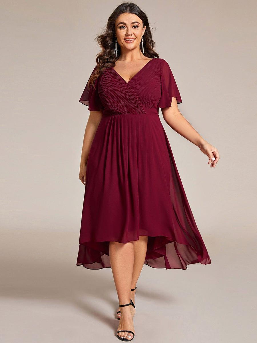 Zara – Plus Size V-Neck High-Low Chiffon Dress