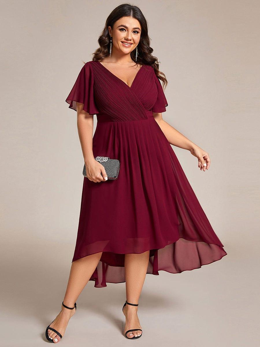 Zara – Plus Size V-Neck High-Low Chiffon Dress