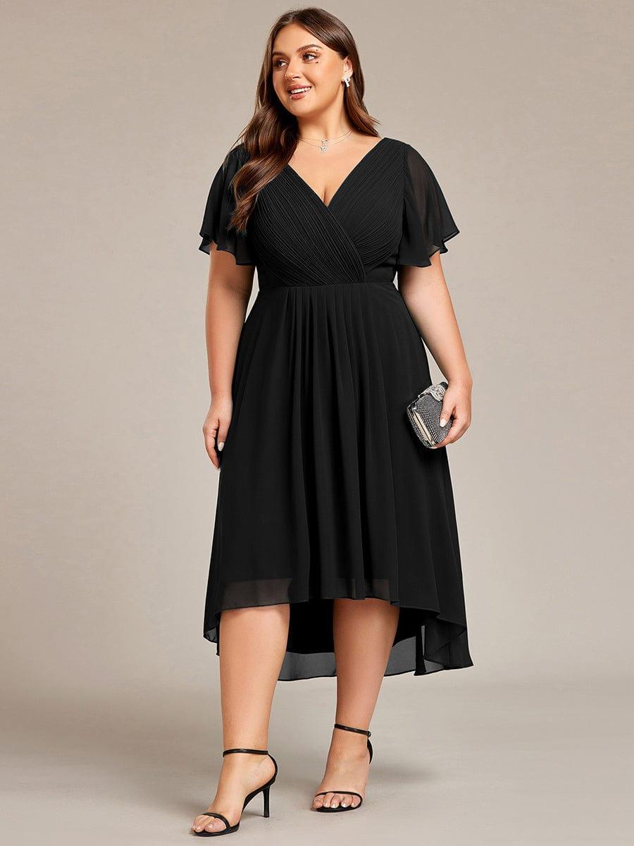 Zara – Plus Size V-Neck High-Low Chiffon Dress