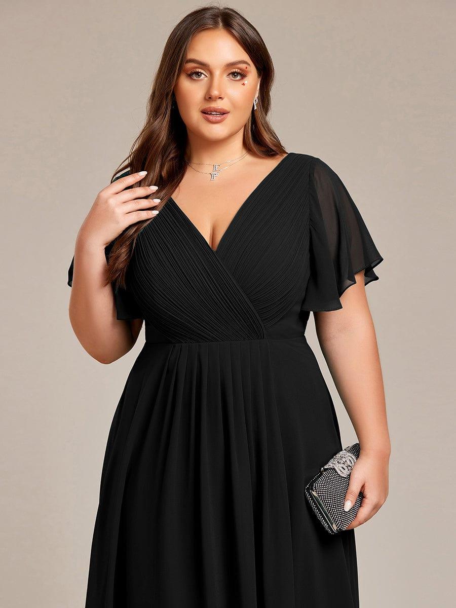 Zara – Plus Size V-Neck High-Low Chiffon Dress
