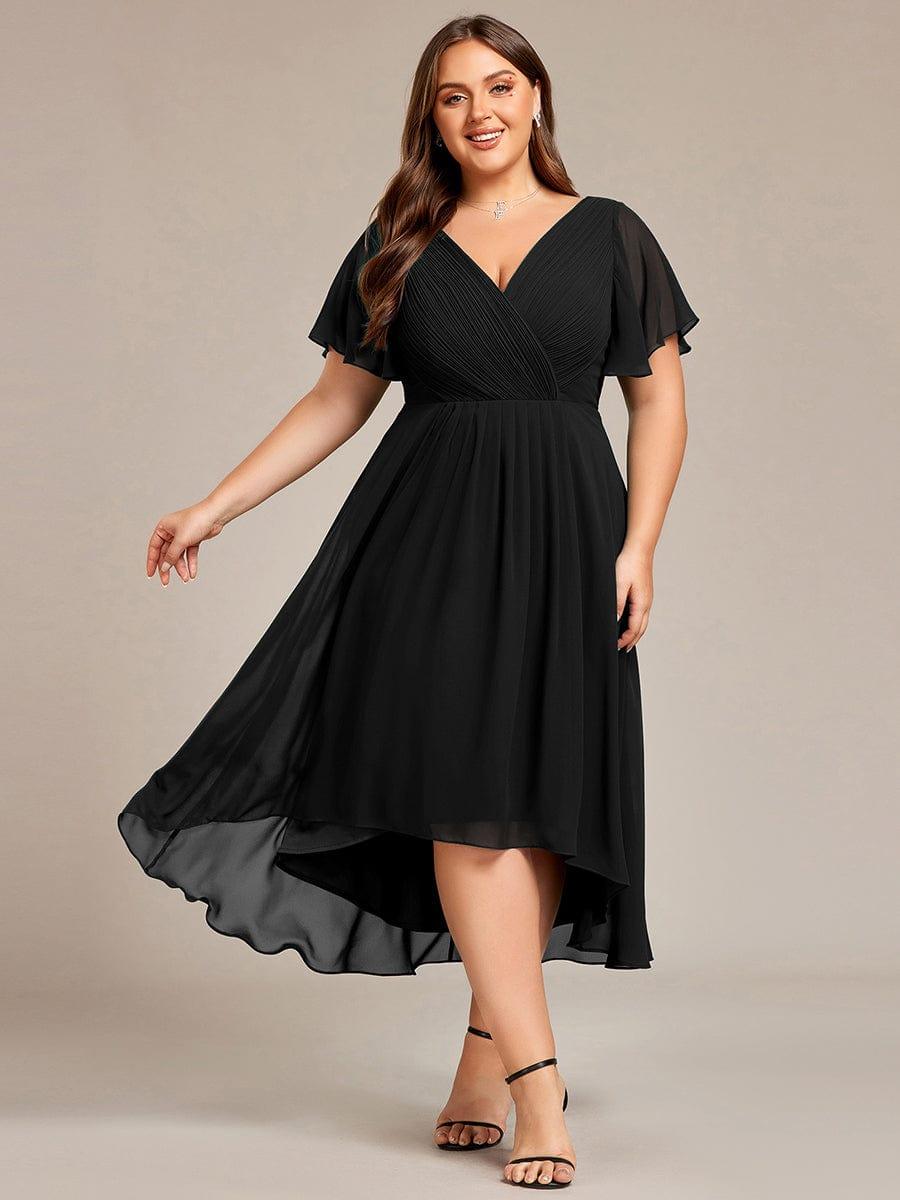 Zara – Plus Size V-Neck High-Low Chiffon Dress