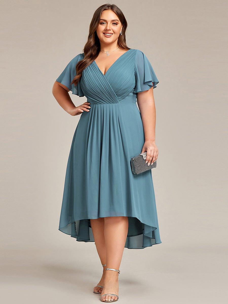 Zara – Plus Size V-Neck High-Low Chiffon Dress