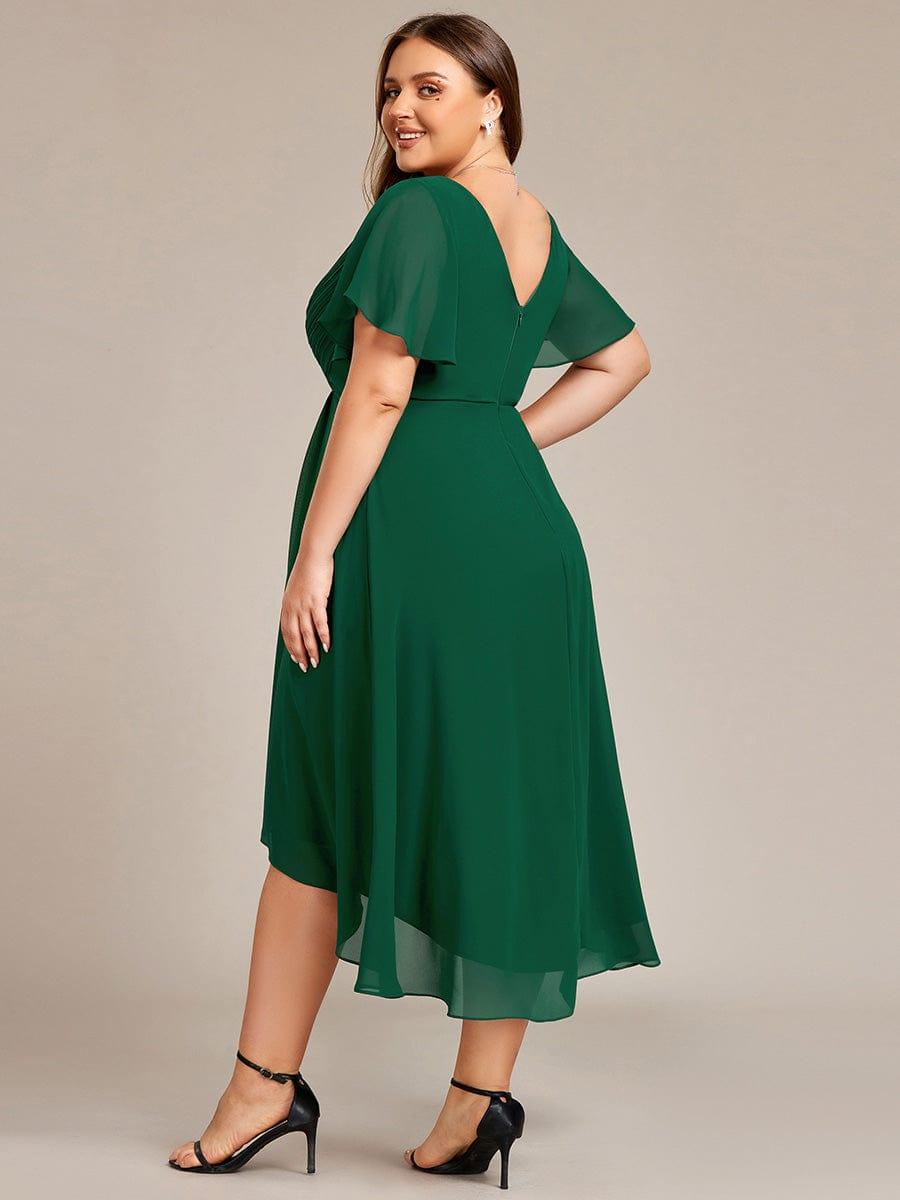 Zara – Plus Size V-Neck High-Low Chiffon Dress