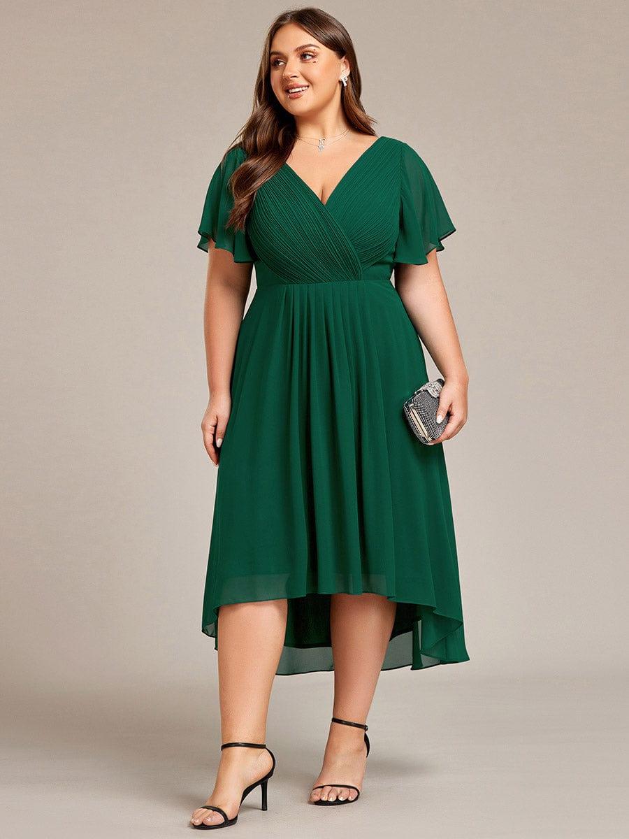 Zara – Plus Size V-Neck High-Low Chiffon Dress