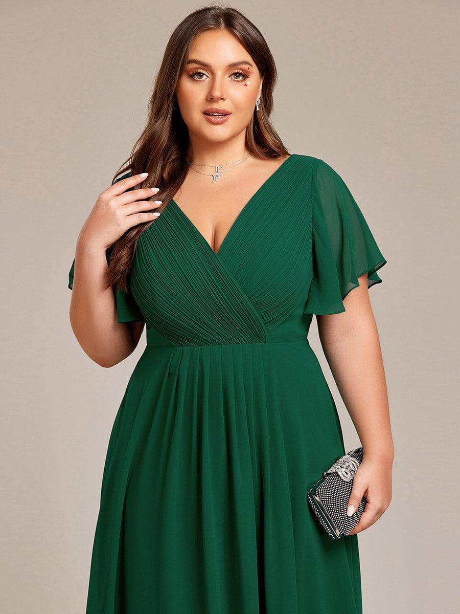 Zara – Plus Size V-Neck High-Low Chiffon Dress