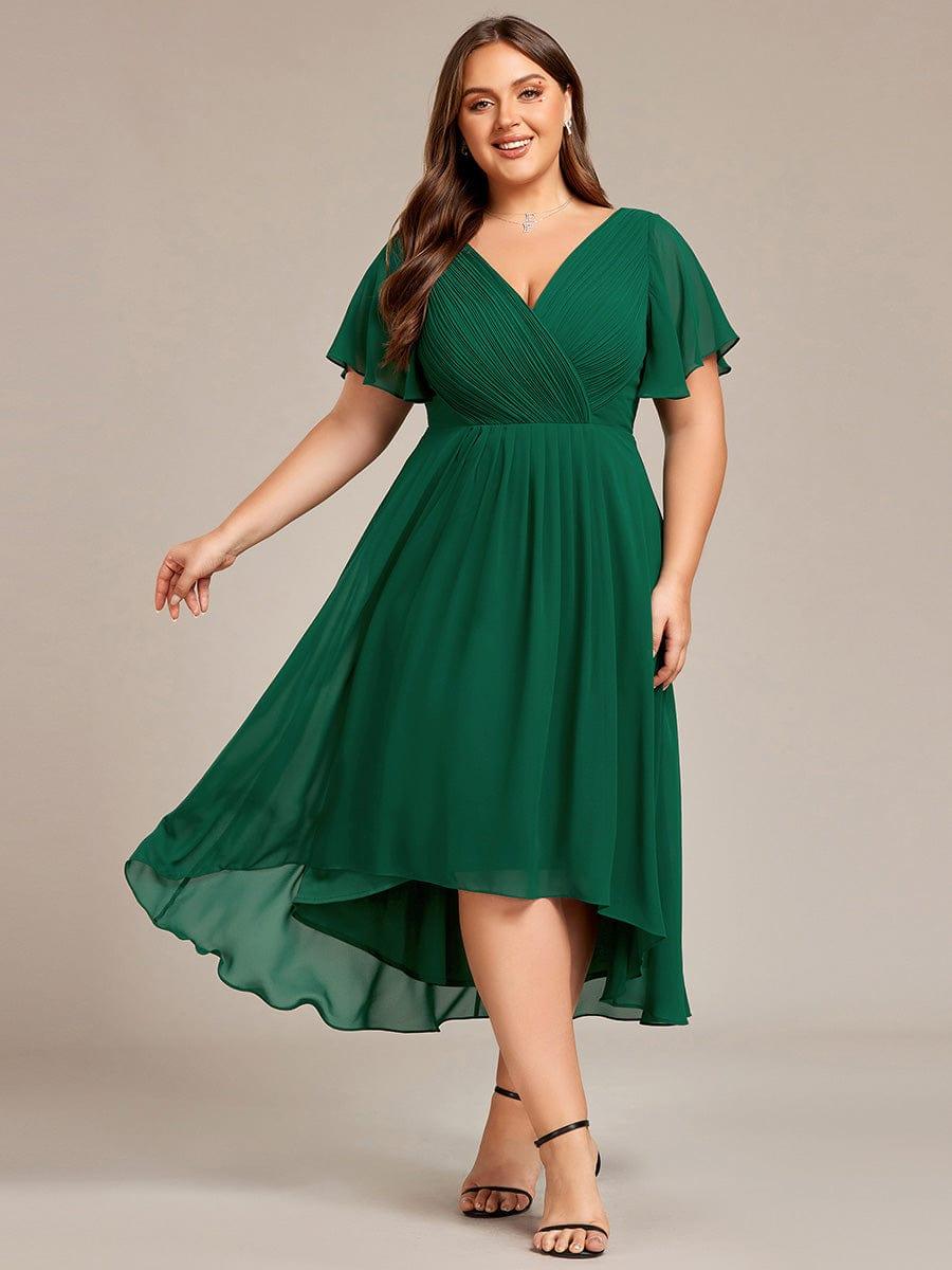 Zara – Plus Size V-Neck High-Low Chiffon Dress