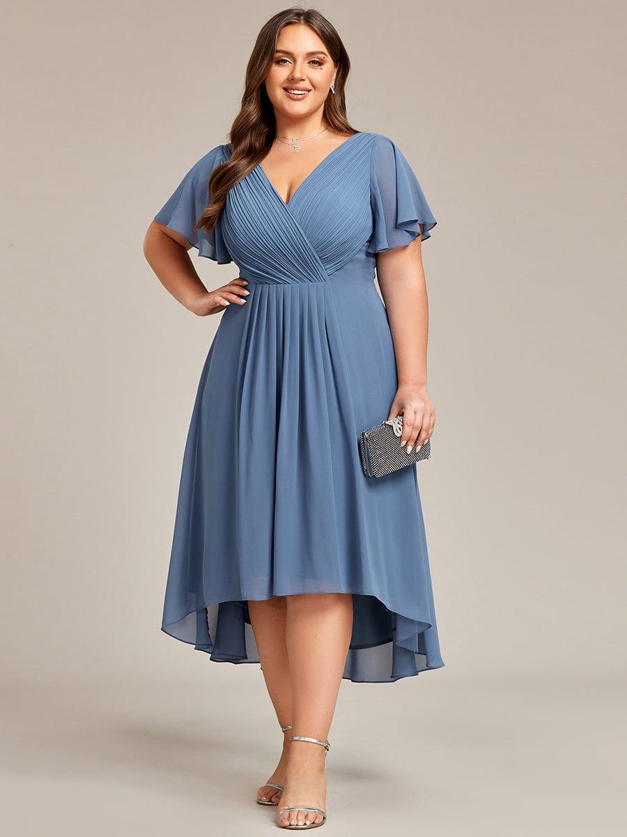 Zara – Plus Size V-Neck High-Low Chiffon Dress