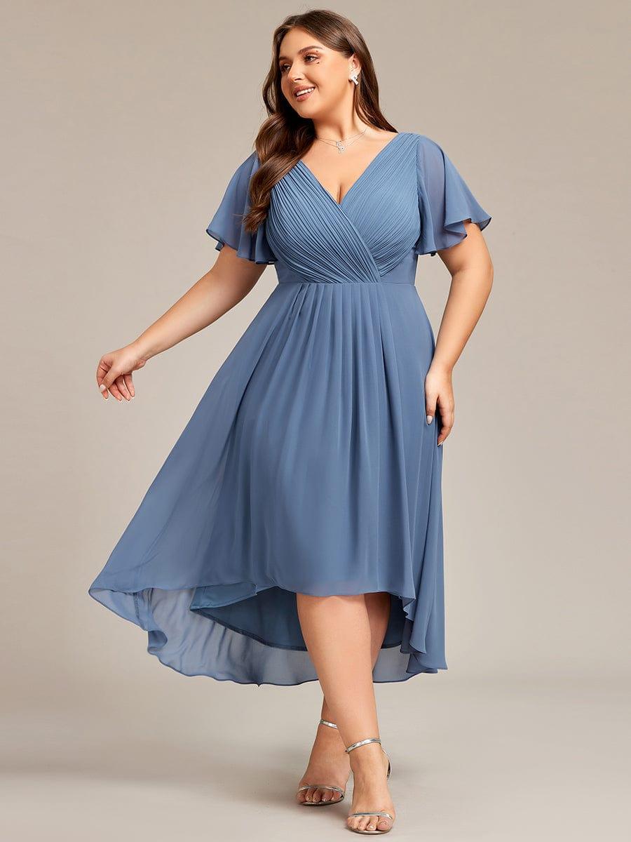 Zara – Plus Size V-Neck High-Low Chiffon Dress