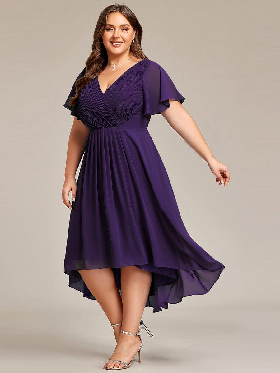 Zara – Plus Size V-Neck High-Low Chiffon Dress
