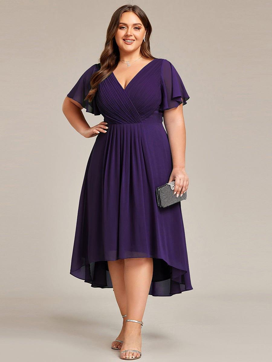 Zara – Plus Size V-Neck High-Low Chiffon Dress