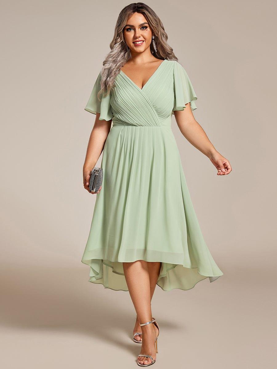 Zara – Plus Size V-Neck High-Low Chiffon Dress