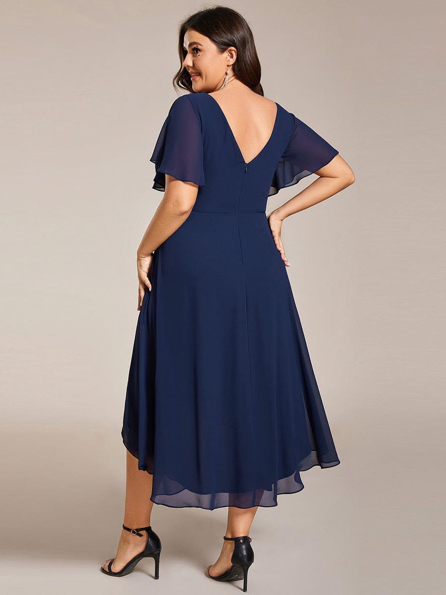 Zara – Plus Size V-Neck High-Low Chiffon Dress