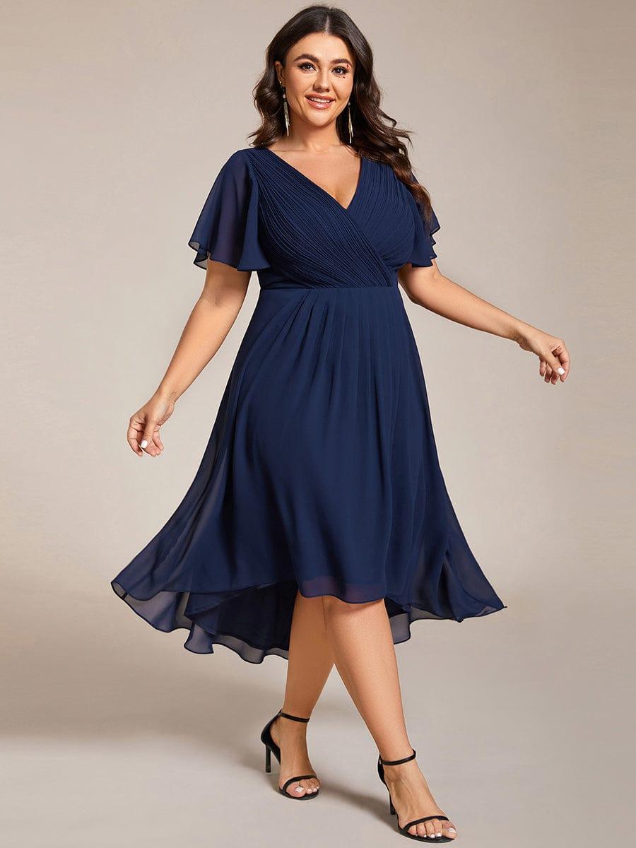 Zara – Plus Size V-Neck High-Low Chiffon Dress