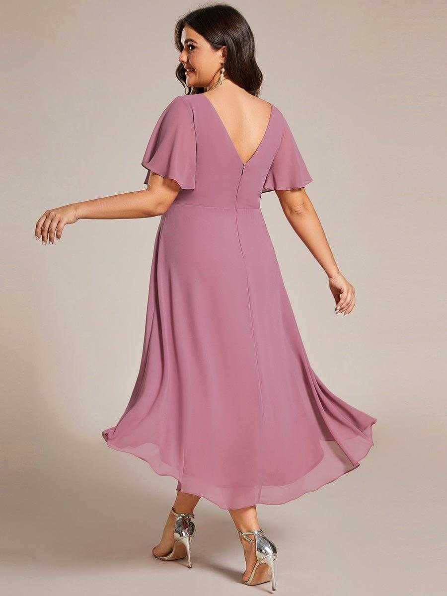 Zara – Plus Size V-Neck High-Low Chiffon Dress