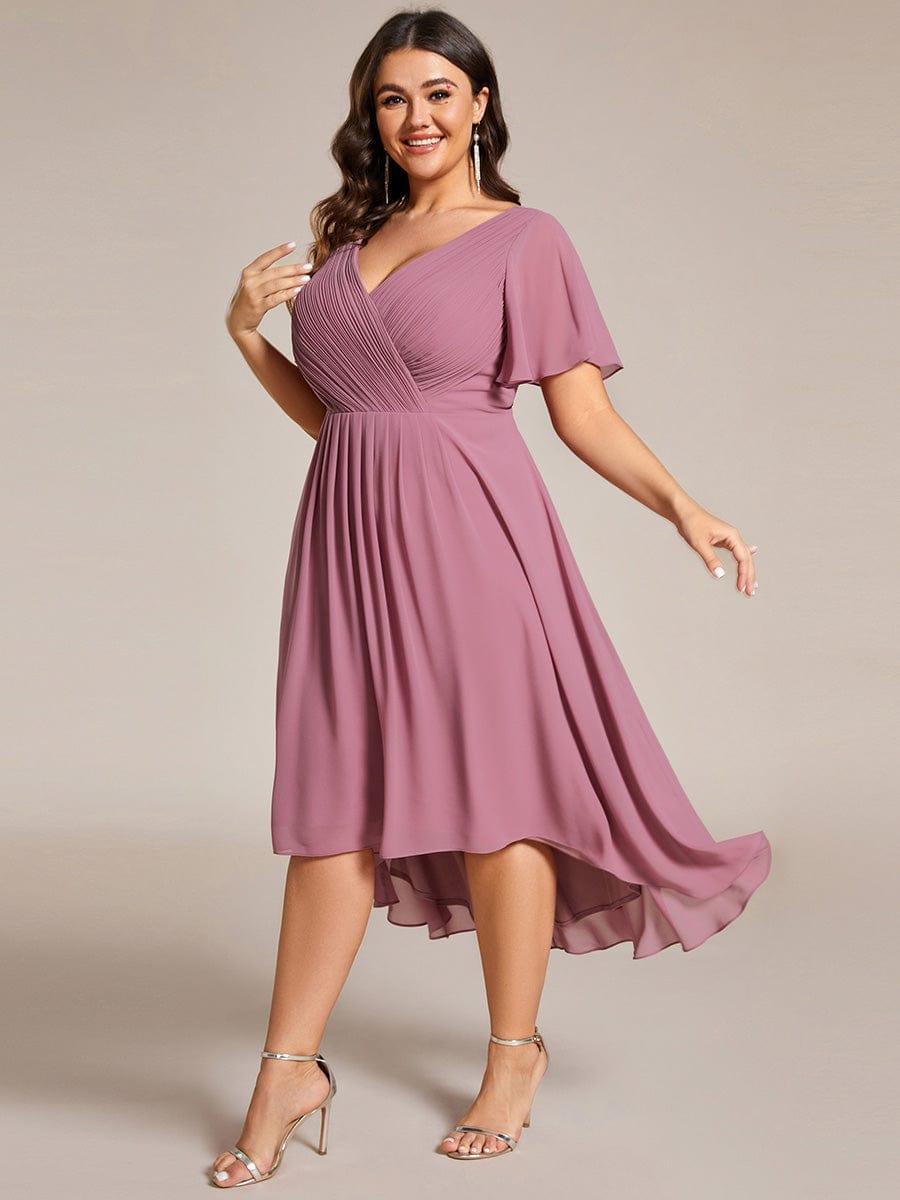 Zara – Plus Size V-Neck High-Low Chiffon Dress