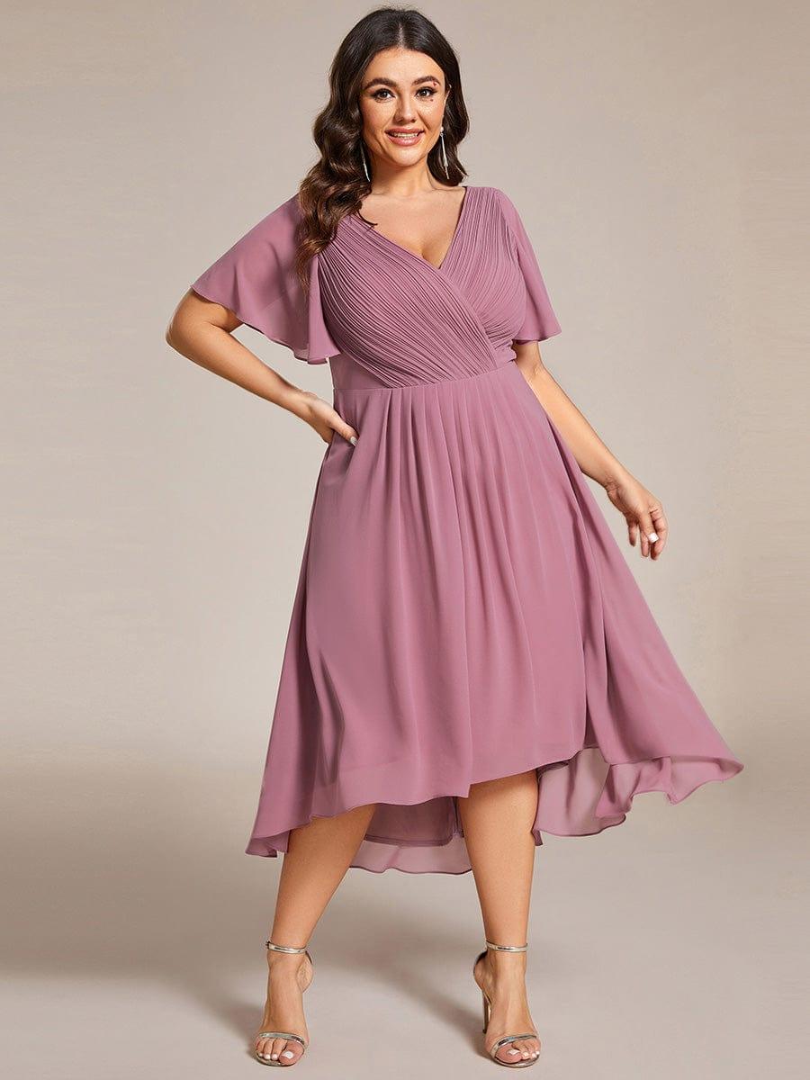 Zara – Plus Size V-Neck High-Low Chiffon Dress