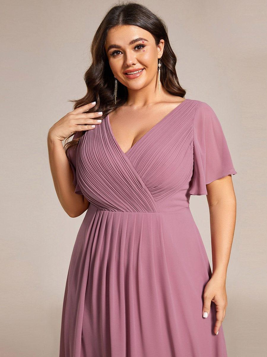 Zara – Plus Size V-Neck High-Low Chiffon Dress