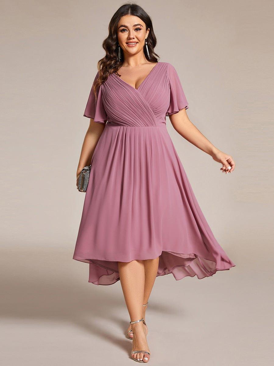 Zara – Plus Size V-Neck High-Low Chiffon Dress