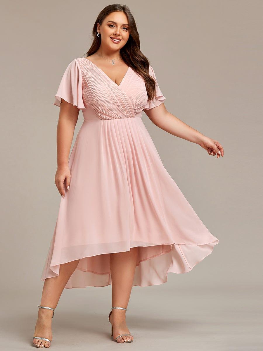 Zara – Plus Size V-Neck High-Low Chiffon Dress