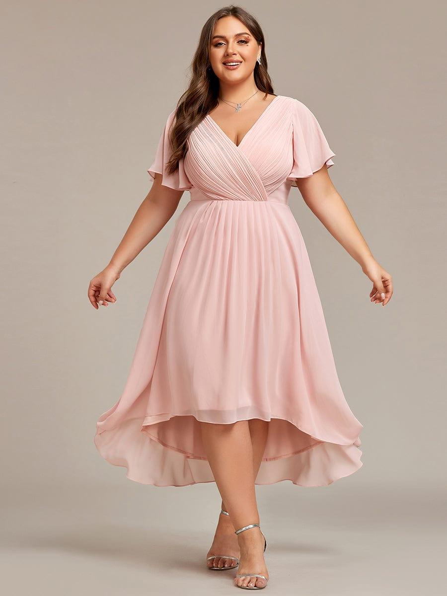 Zara – Plus Size V-Neck High-Low Chiffon Dress