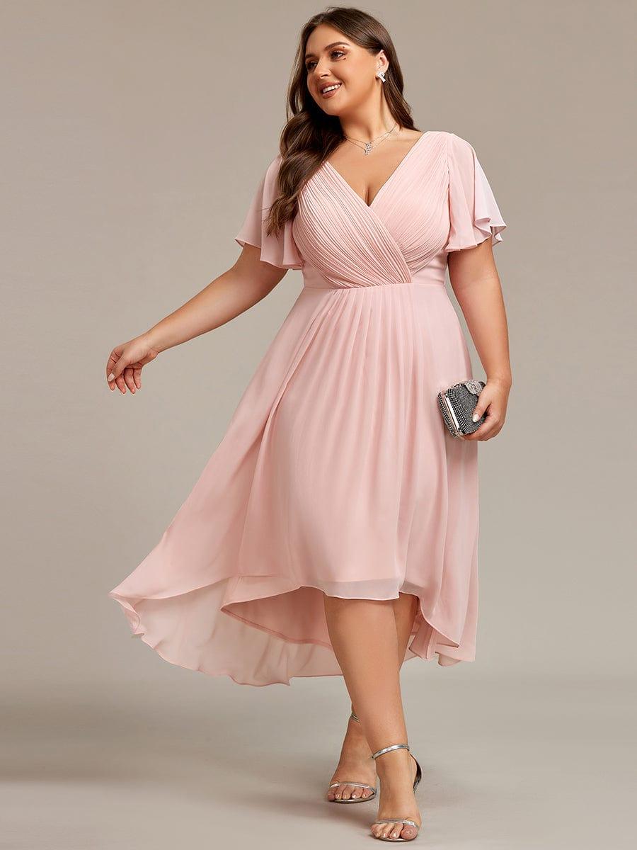 Zara – Plus Size V-Neck High-Low Chiffon Dress
