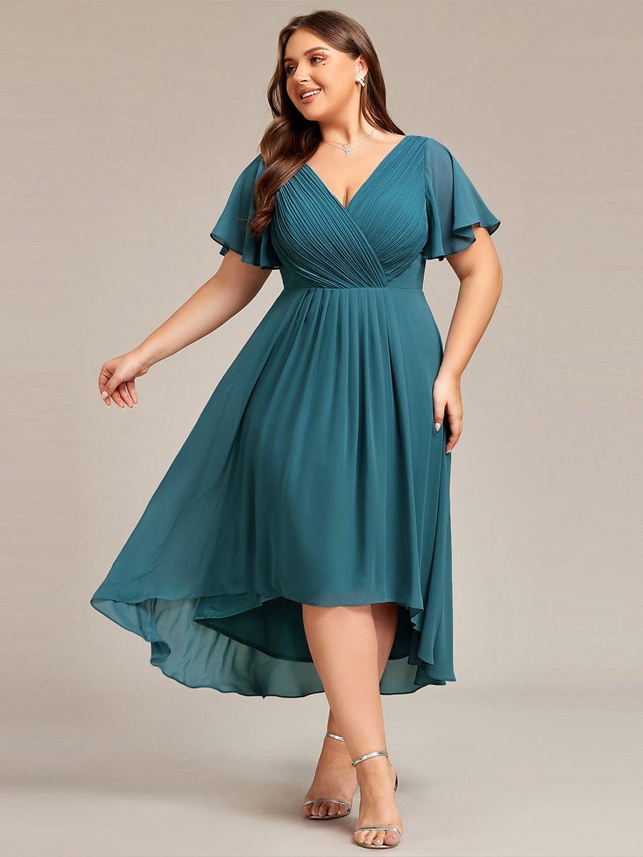 Zara – Plus Size V-Neck High-Low Chiffon Dress