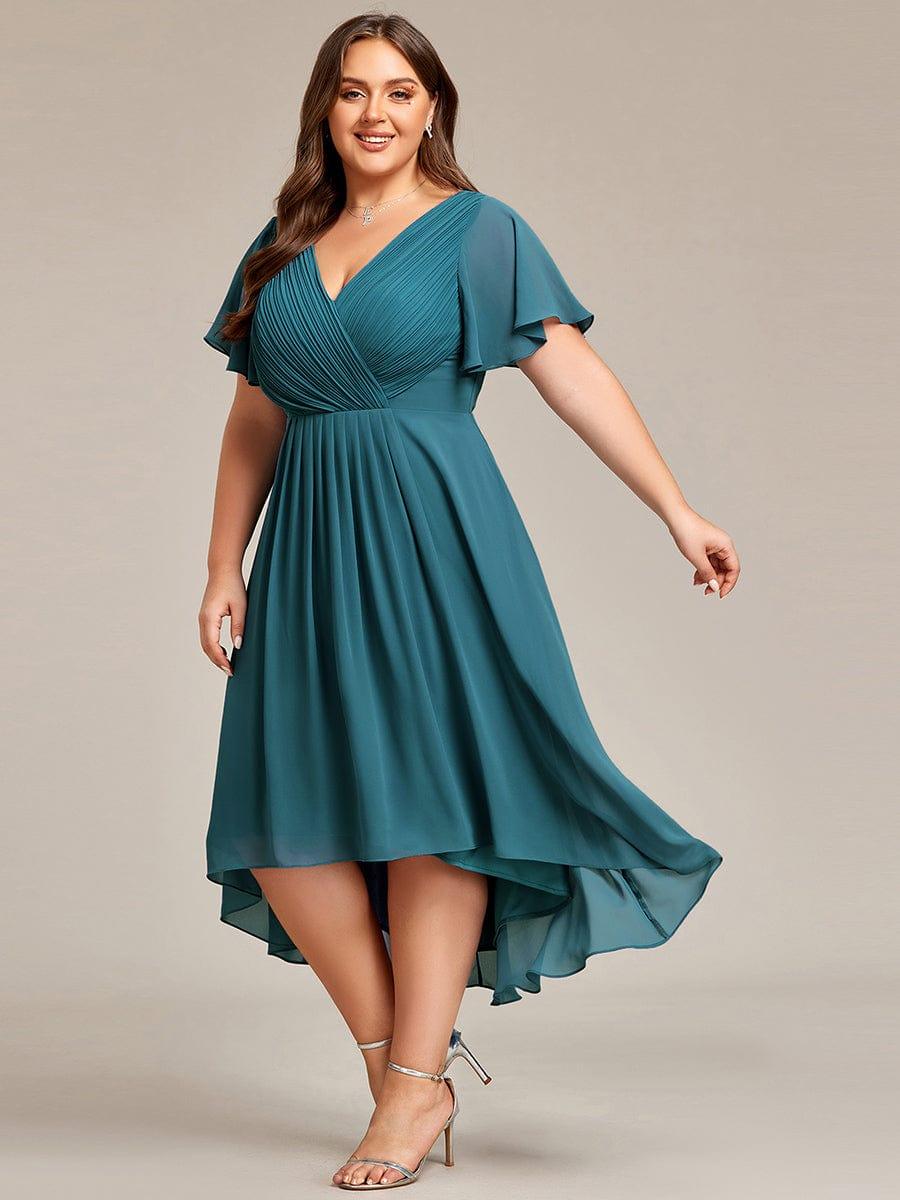 Zara – Plus Size V-Neck High-Low Chiffon Dress