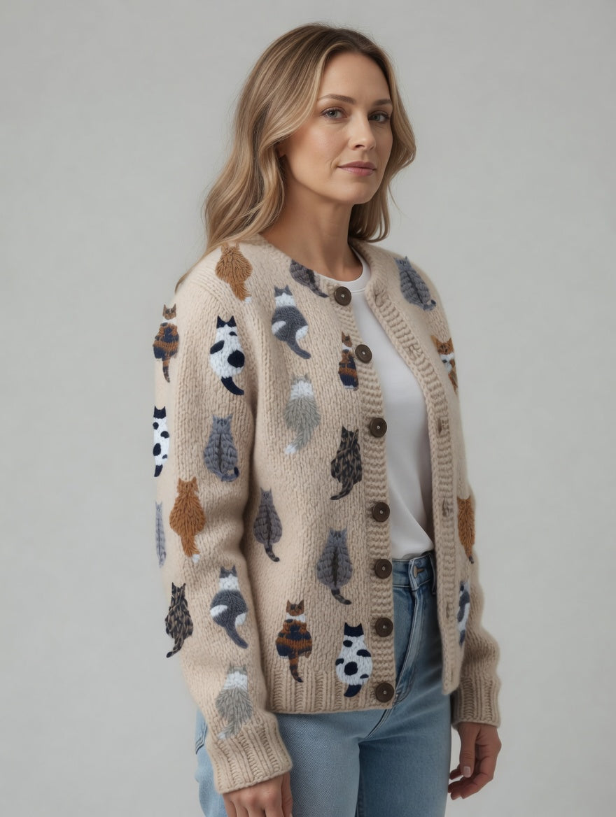 Marilyn | Soft Cat Pattern Cardigan